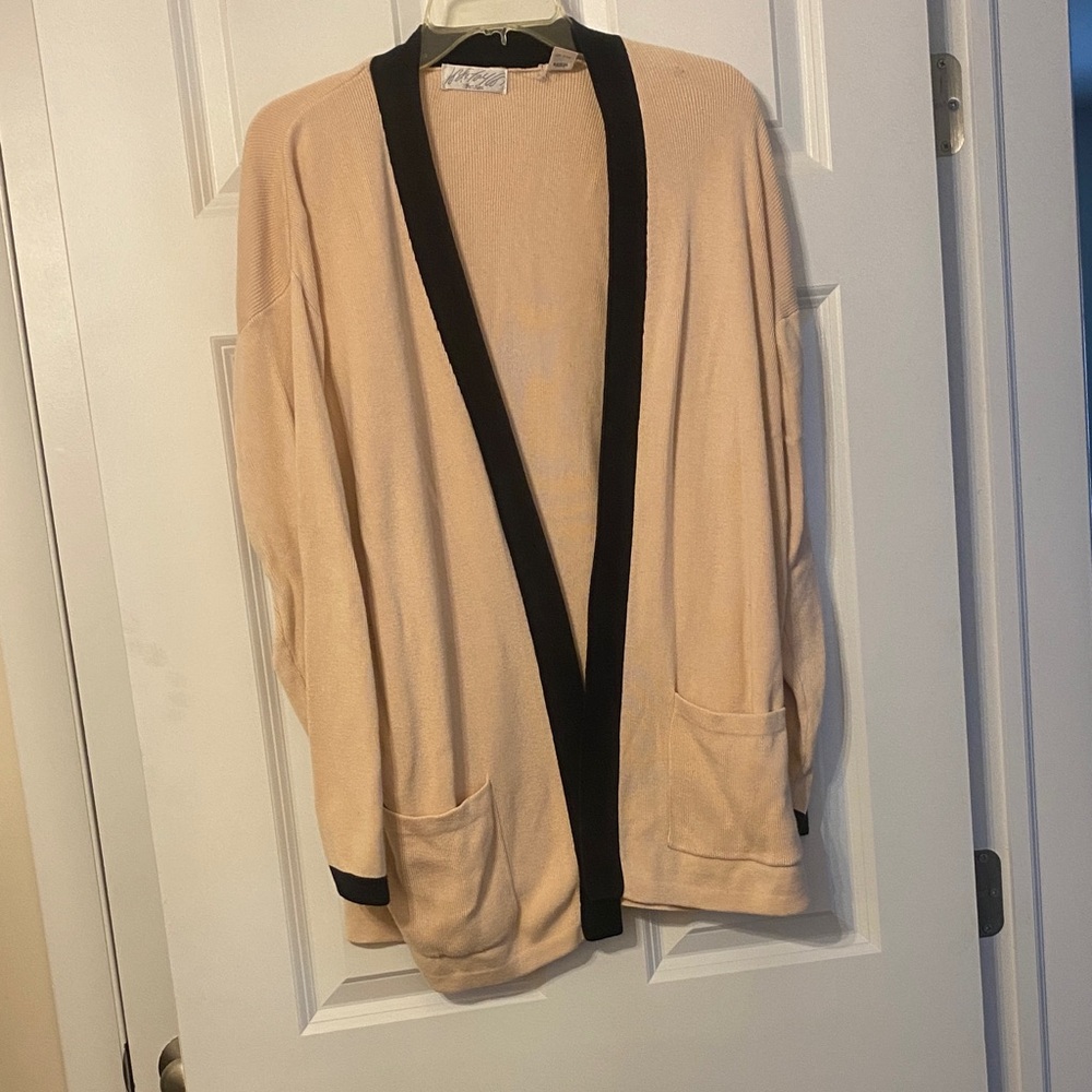 Lord & Taylor pink and Black Cardigan